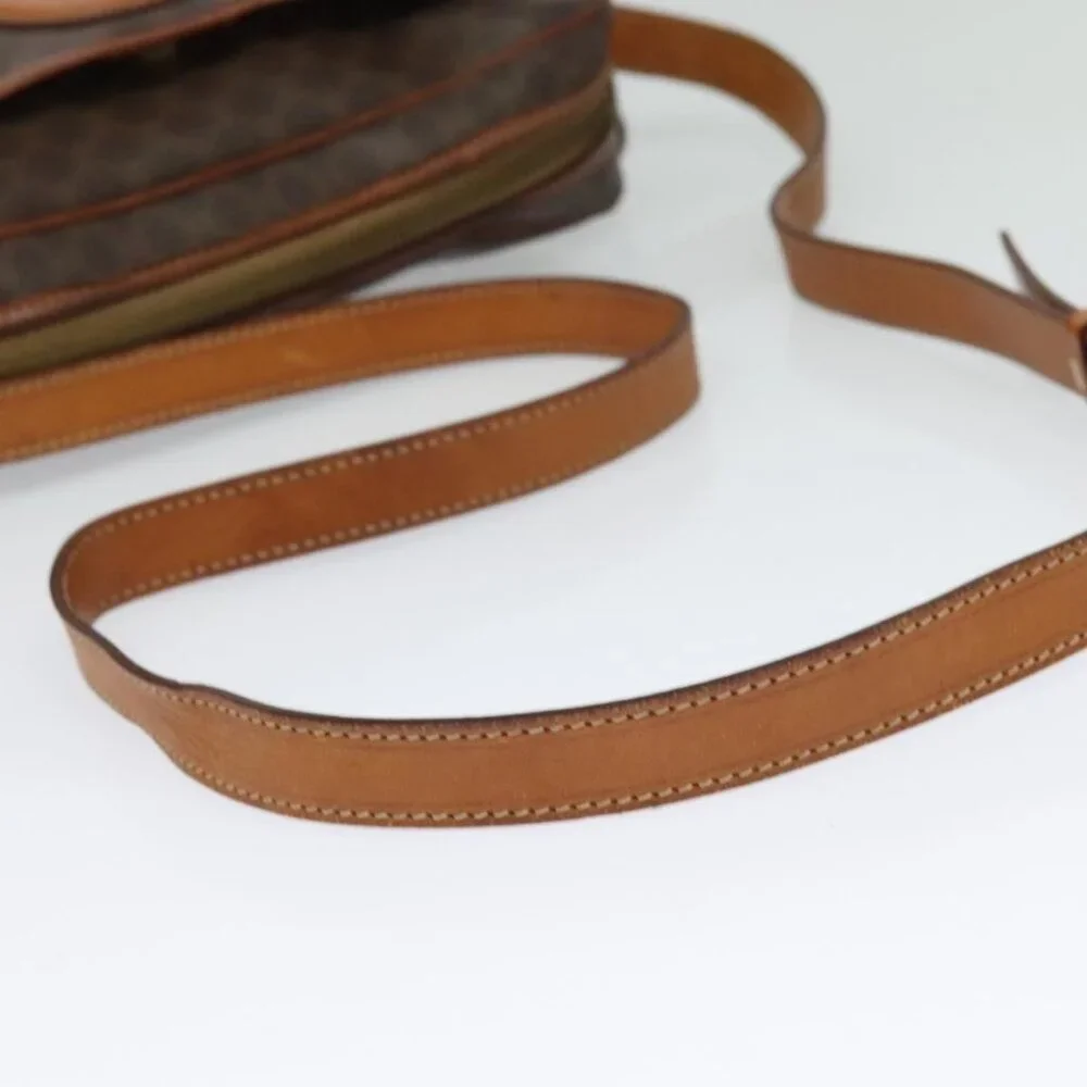 Authentic CELINE Macadam Canvas Shoulder Bag PVC Leather Brown Gold - Picture 14 of 16